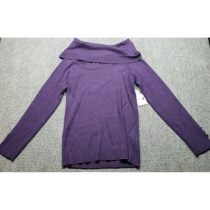 89th & Madison Sweater Womens L Purple Grape Jam Knit Pullover Cowl Neck New